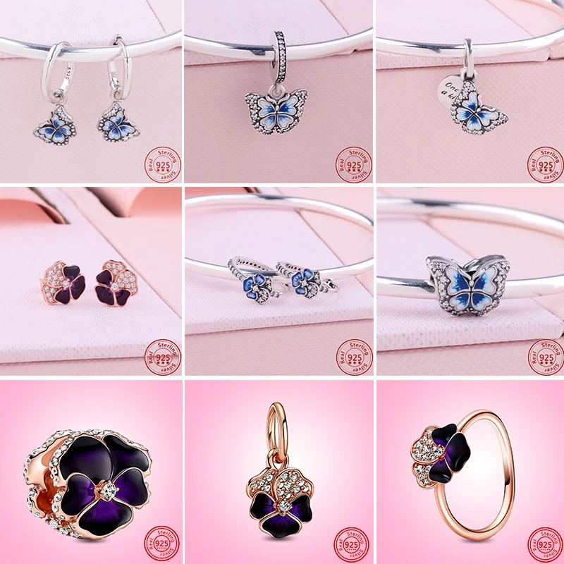 Подвеска-бабочка из серебра 2022 пробы с цветком |