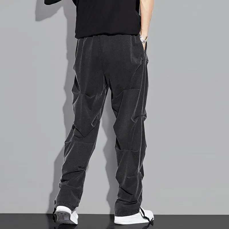 

New Casual Pants Men's Loose Thin Section Tide Brand Folded High Street Hip-hop Beam Foot Tooling Sports Long Pants