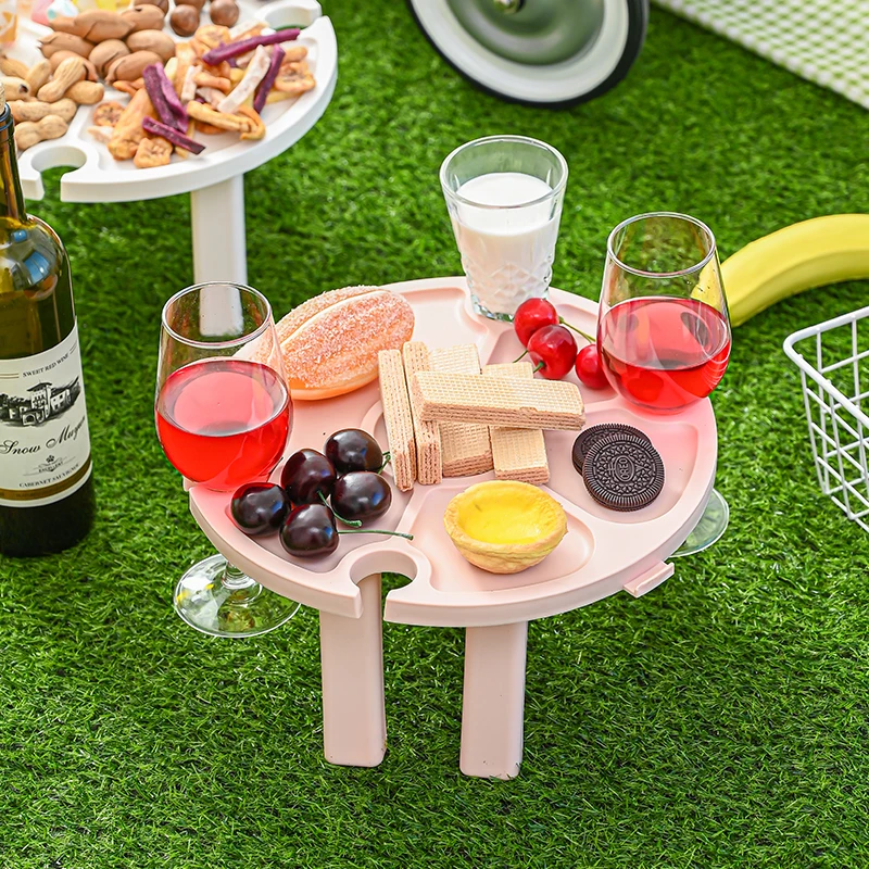 

2022 The New Outdoor Wine Table Outdoor Portable Folding Table Wine Glass Wine Rack Picnic Table Beach Wine Table
