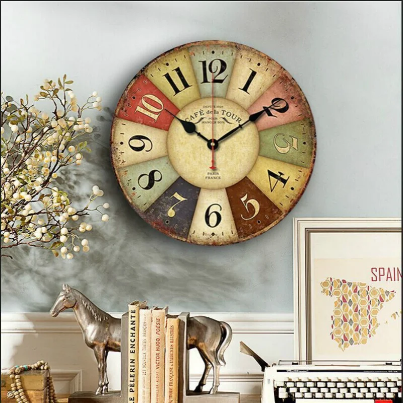 

European Creative Wall Clock Living Room Clocks Silent Wooden Wall Clocks Stylish Modern Quartz Wall Retro