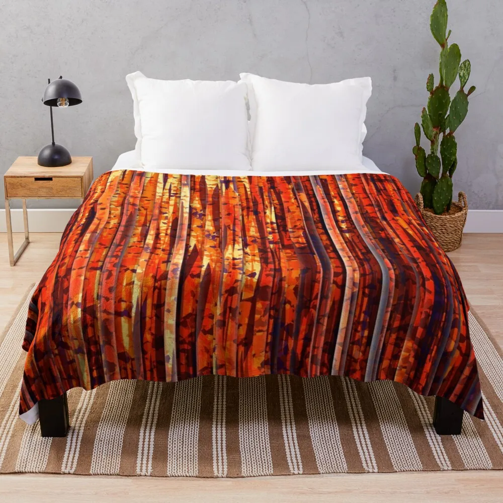 

Abstract Orange Stripes Throw Blanket flannel fabric fur blankets