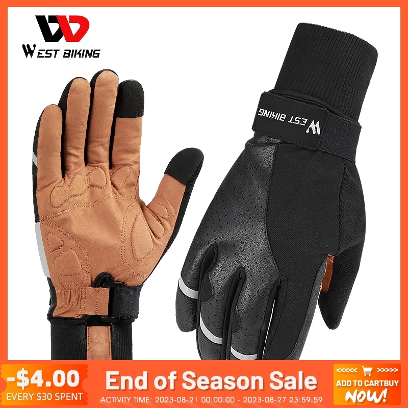 

WEST BIKING Winter Cycling Gloves Windproof Thermal Waterproof Gloves Touch Screen Anti slip Bike MTB Skiing Motorcycle Riding