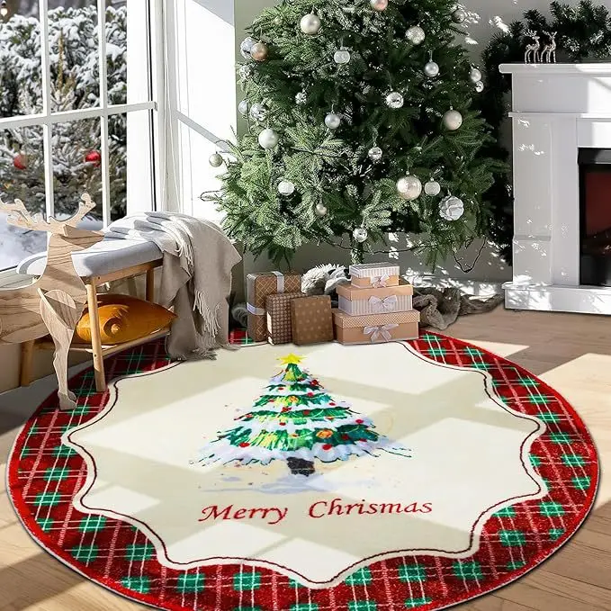 

Круглый новогодний ковёр из полиэстера