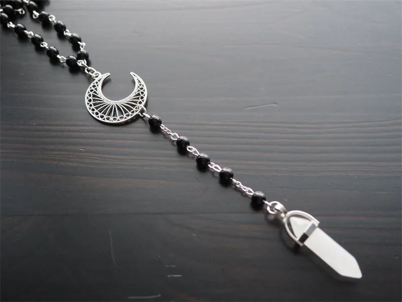 Модная трендовая бижутерия полый лунный жемчуг цепочка кристалл шестигранная