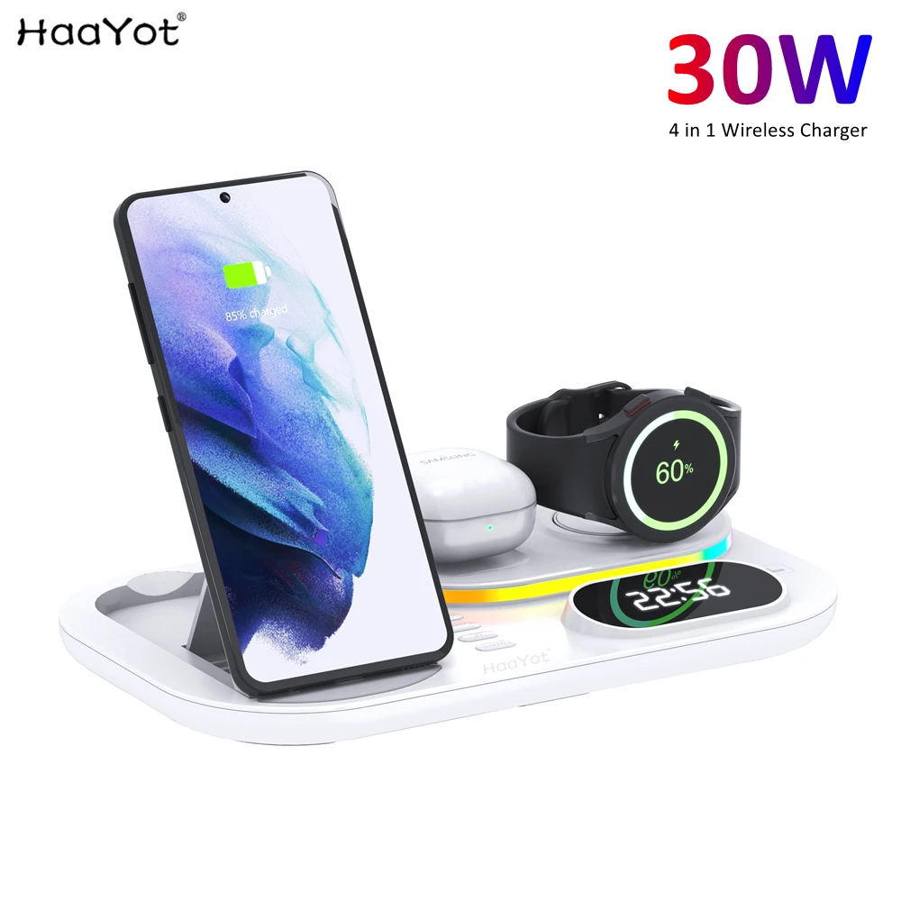 

Galaxy Watch 5 Fast Wireless Charger Dock 4 in 1 Charging Station Compatible with Apple Airpods iPhone Samsung S23 S22 Note 20