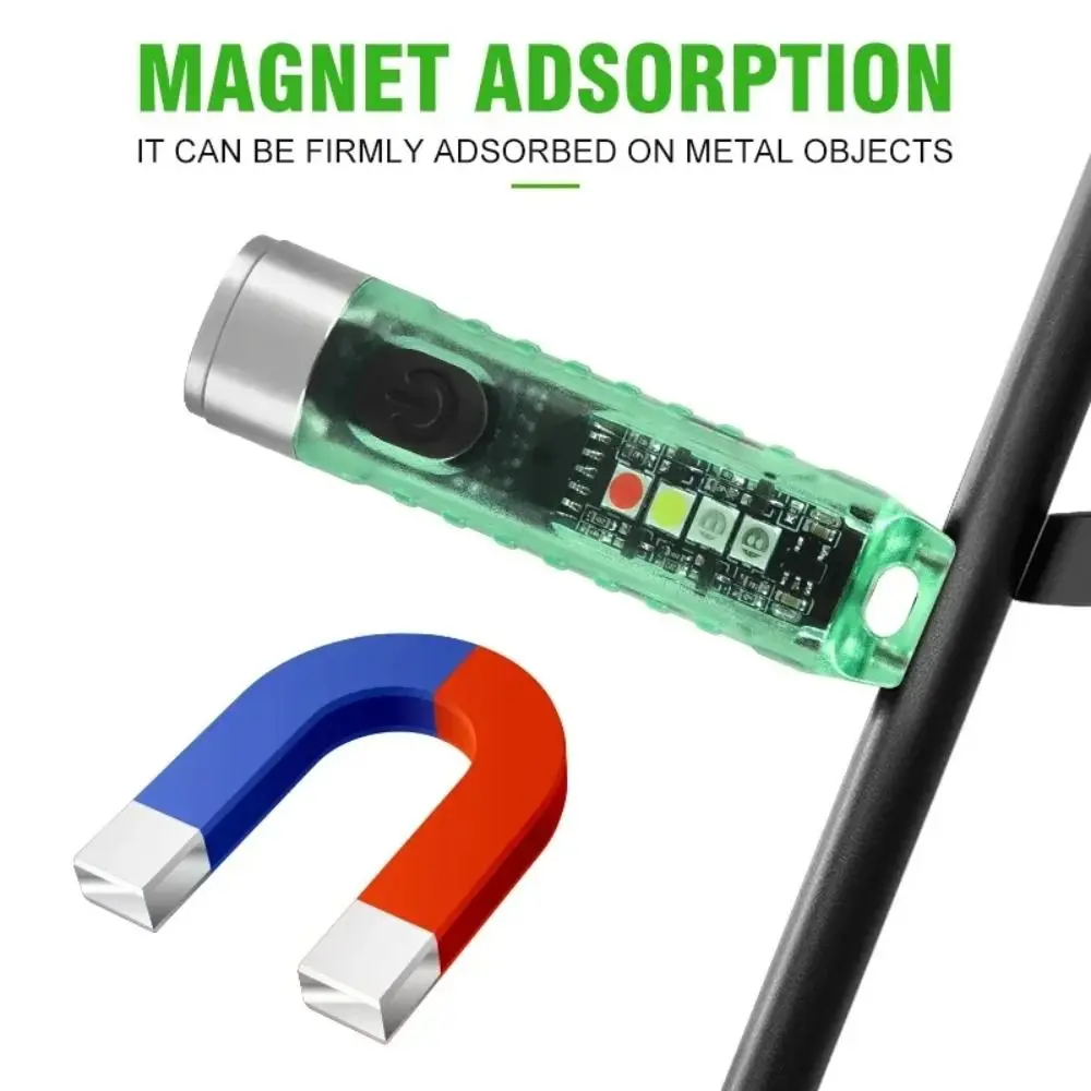 Фото Мини-фонарик-брелок с УФ-светом, USB-перезаряжаемый, магнитный, многофункциональный, портативный, для экстренных ситуаций и кемпинга №2