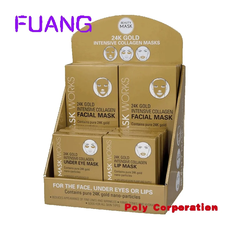 Facial mask small tabletop cardboard counter top display units retail counter display box stand