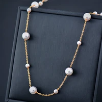 sinleery luxury chain collar necklace stainless steel necklace for women pearl necklace choker waterproof jewelry xl326 ssp