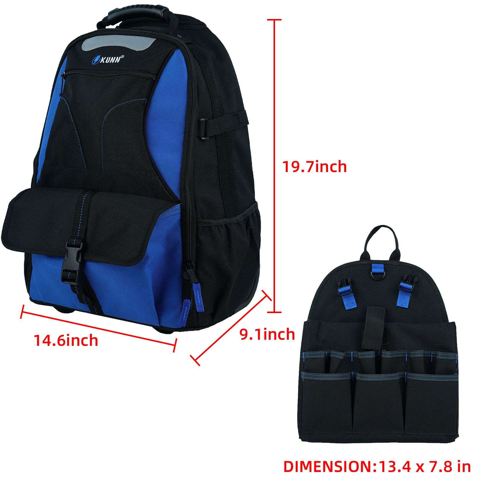 Рюкзак KUNN для вращающихся инструментов сумка тяжелых с колесами 37-Pocket и широкими