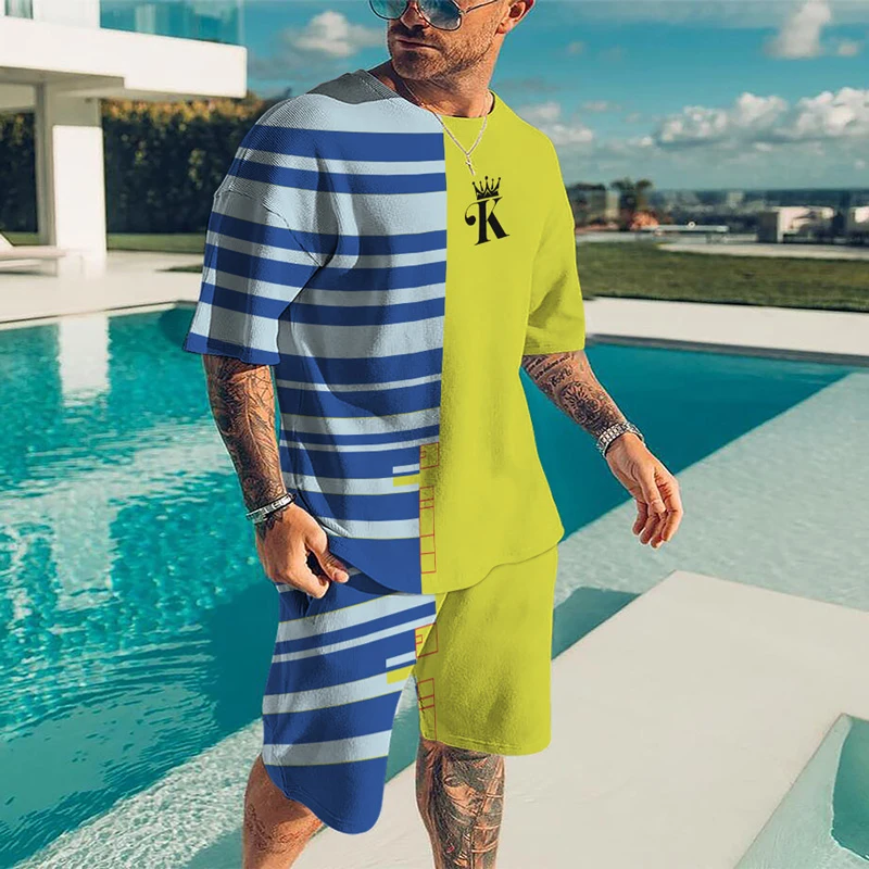 T Shirt Shorts 2 Piece Men Summer Outfits Letter Tracksuit Hip Hop Harajuku Sports Suits Casual Streetwear Oversized Clothing