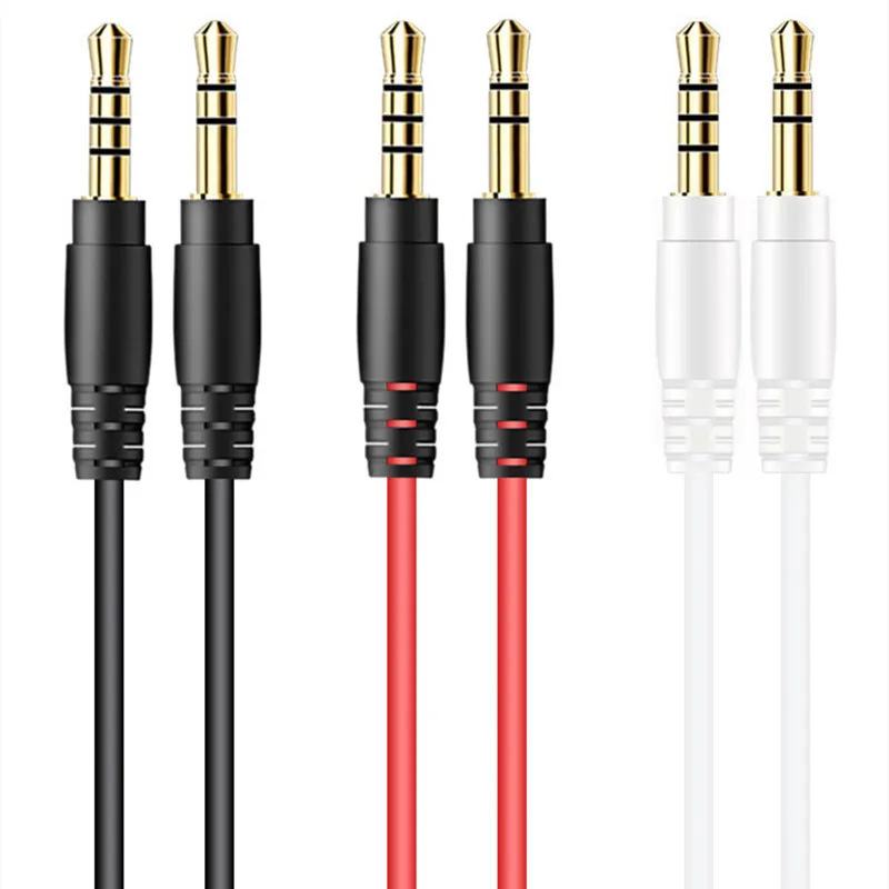 50pcs/lot 1.5m Aux Audio Cable 3.5mm to 3.5mm Jack Adapter Cable Speakers Car with Mic Phone Adapter Accessories Wire Line