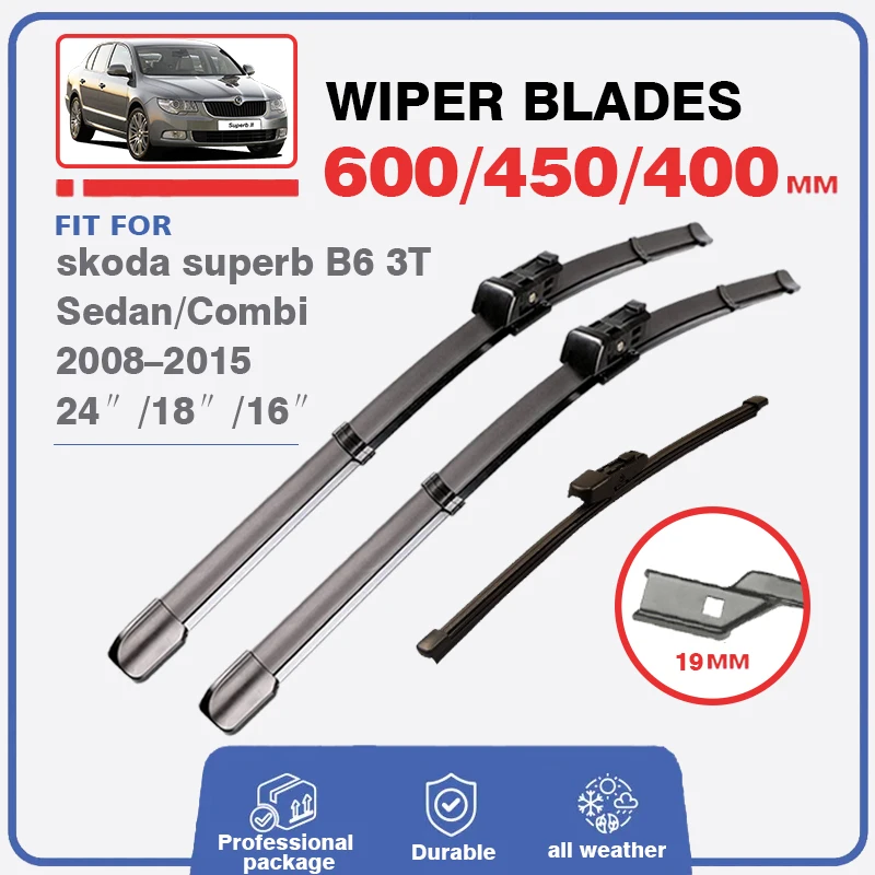 LHD RHD Front Rear Wiper Blades For Skoda Superb 2 B6 3T 2008 - 2015 Sedan Combi Windshield Windscreen Brushes Window 24''+18''
