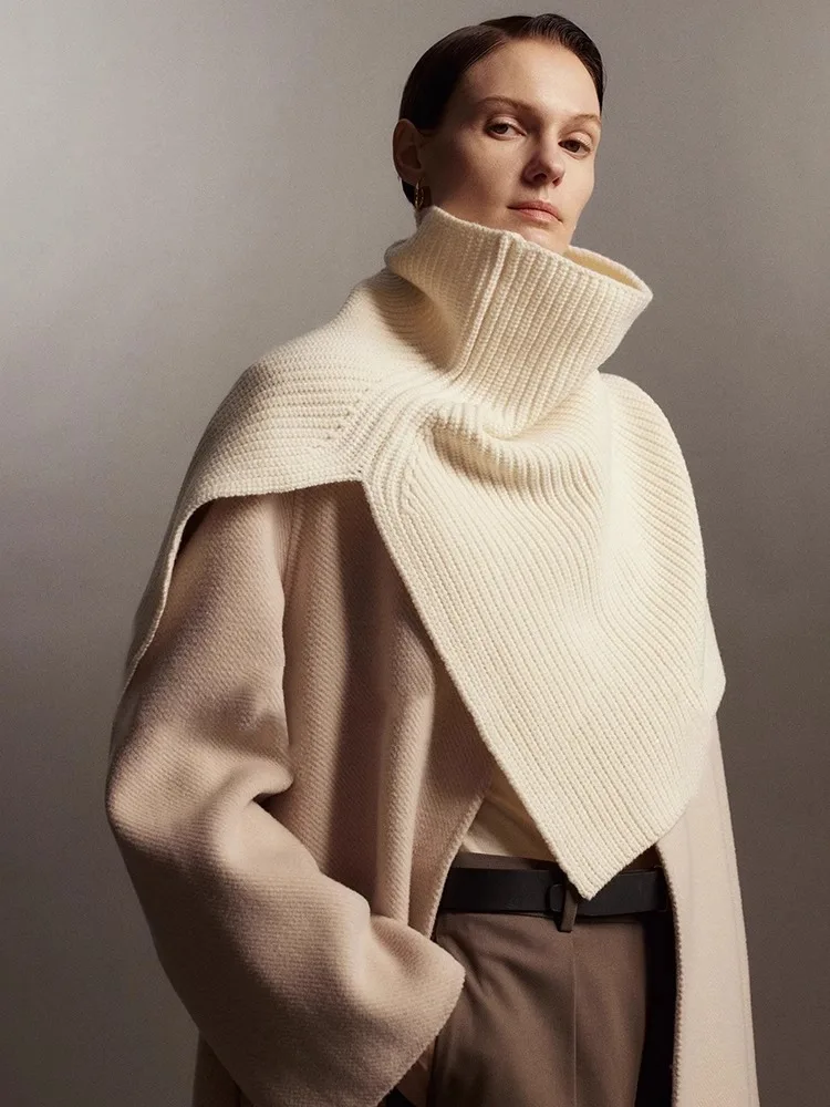 Пуловер с высоким воротником шарф для женского зимнего тепло ощущение