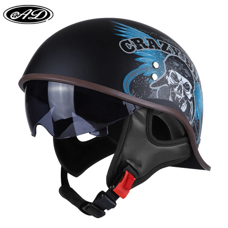 Motorcycle Helmet Men Summer Harley Half-helmets Vintage Electric Scooter Light Weight Curved Tail Mainland China  Motocross enlarge