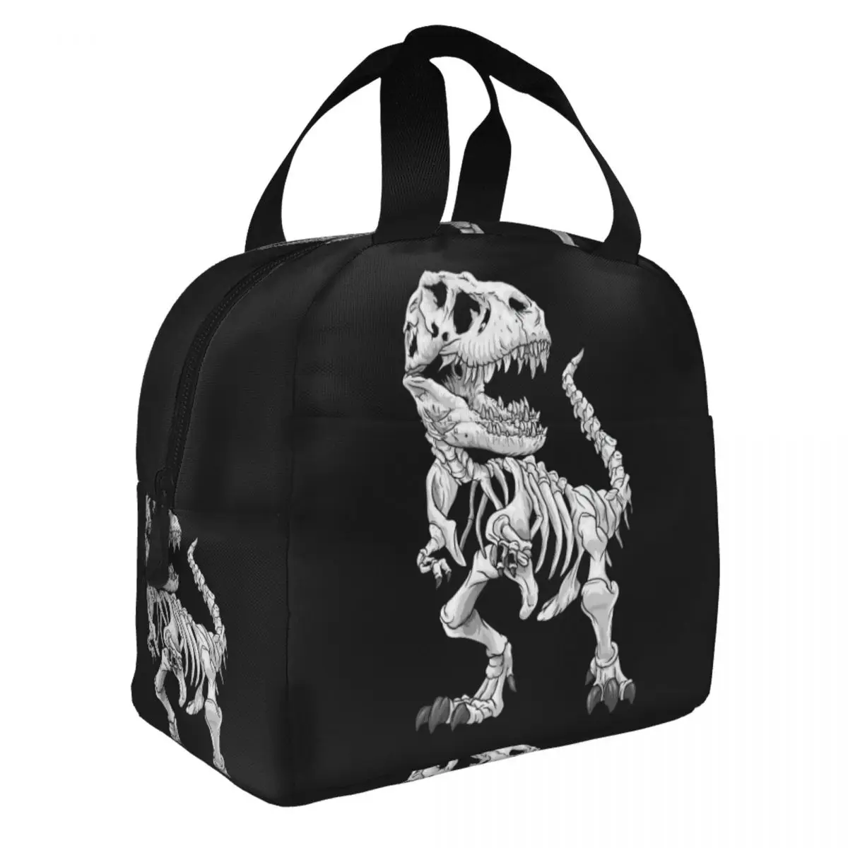 

T-Rex Skeleton Dino Insulated Lunch Bag Waterproof Thermal Cooler Dinosaur Print Bento Box For Women Children School Food Bags