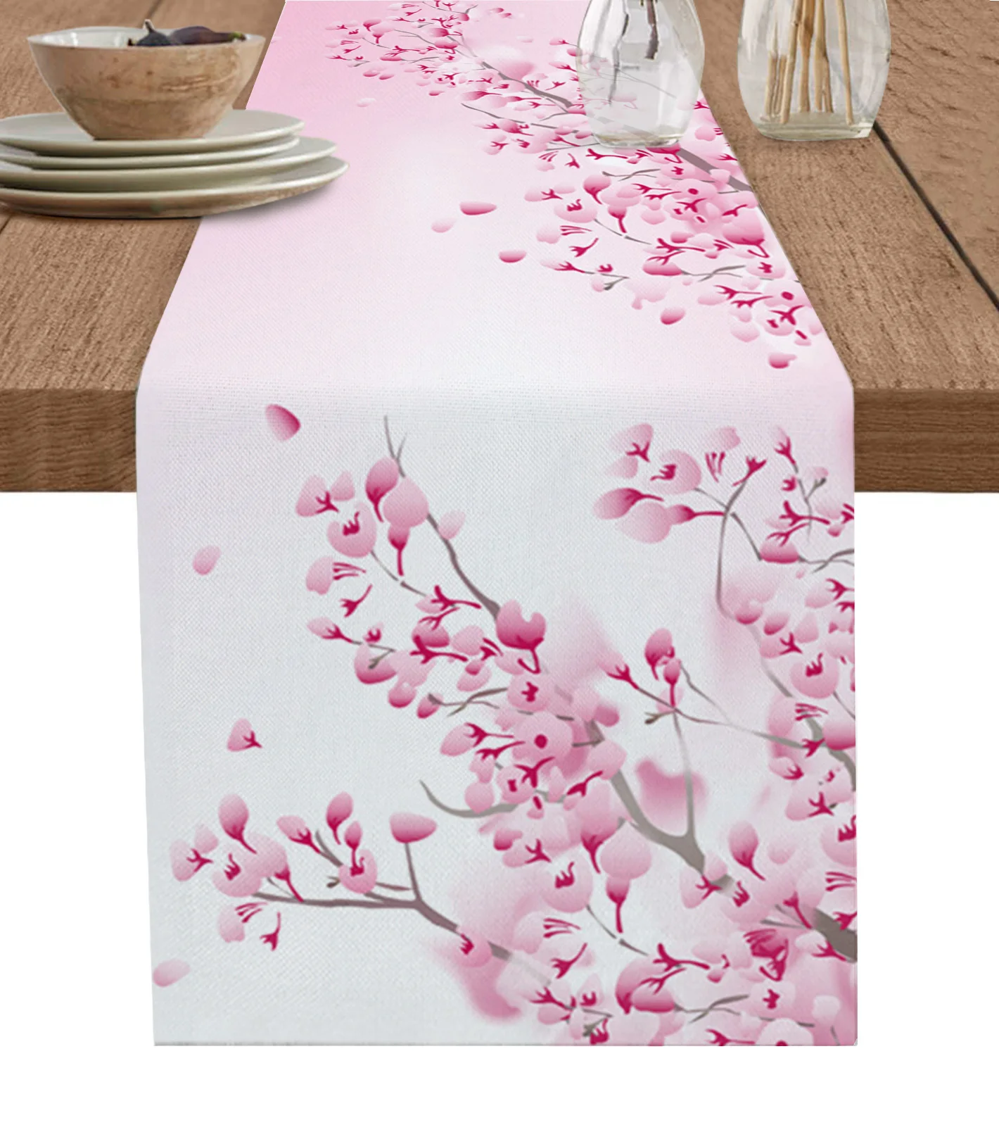 

Japanese Style Sakura Texture Table Runner for Wedding Decoration Modern Party Home Decoration Tablecloth