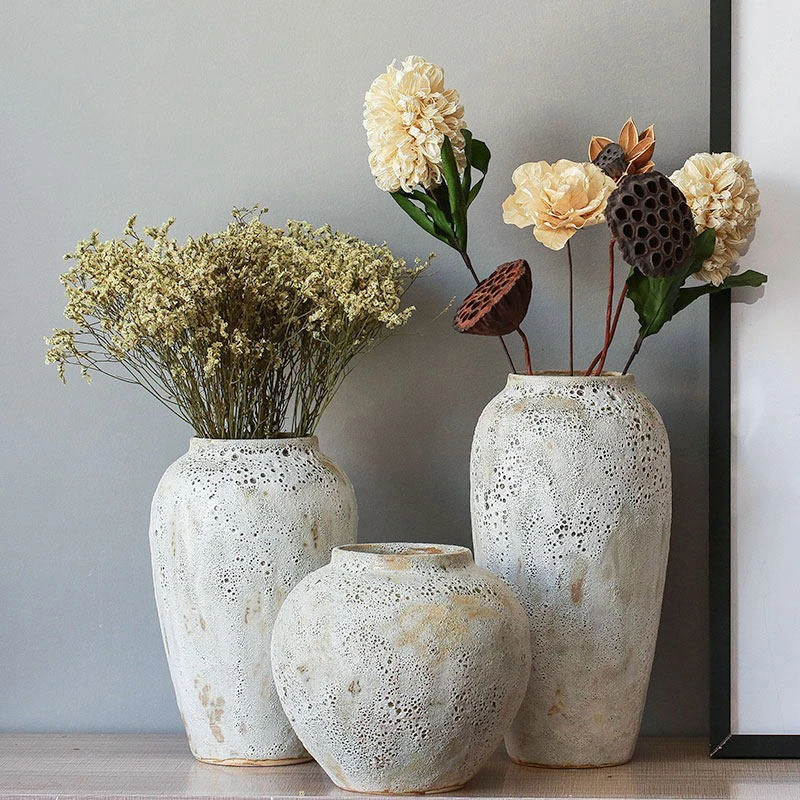 

Retro Large Ceramic Vase Decoration Modern Minimalist Dried Flower Vase Nordic Home Decor Luxury Table Living Room Decoration