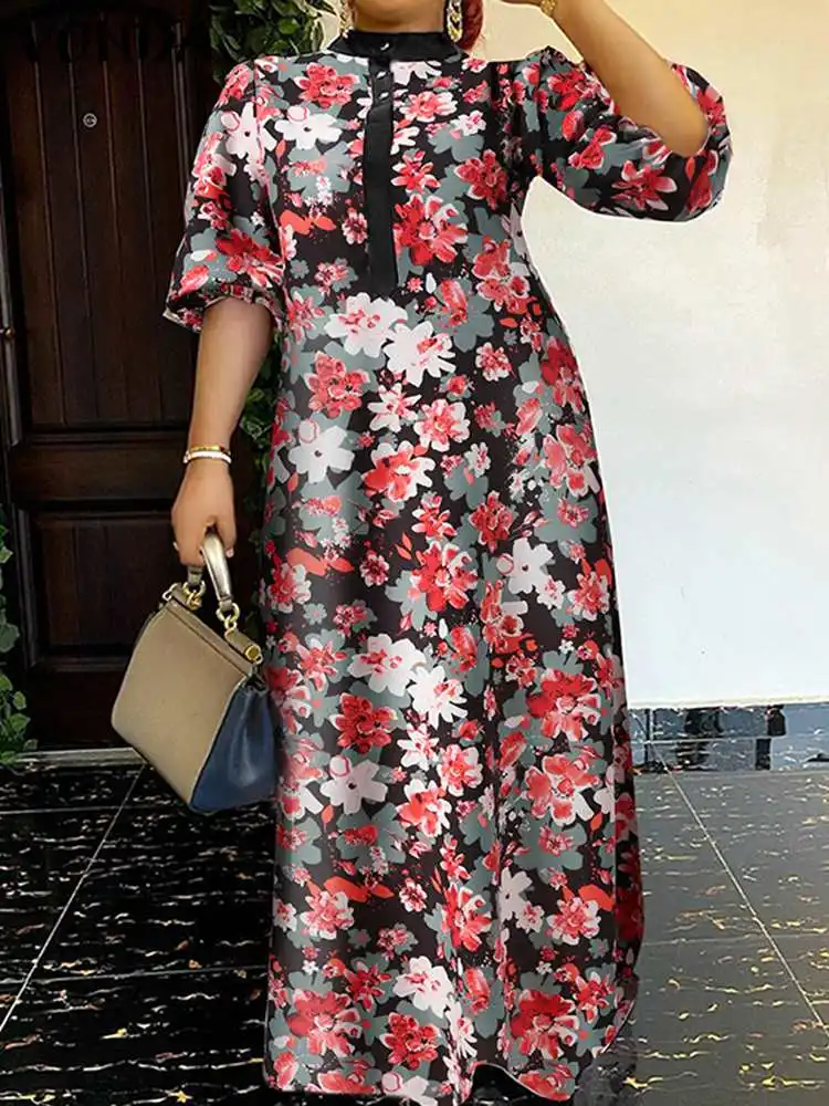 

Женское платье-макси с принтом VONDA, Летнее Длинное платье большого размера в богемном стиле, повседневный винтажный сарафан с принтом, Пляжн...