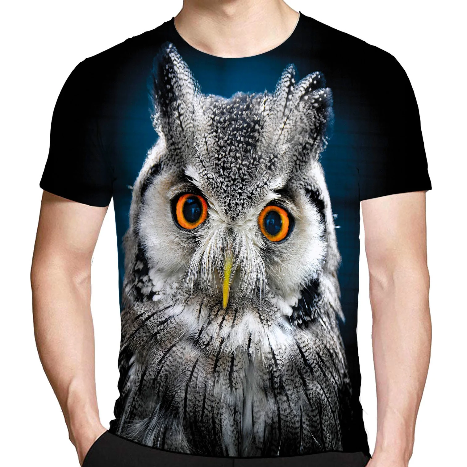 Мужская футболка с 3D-принтом совы Повседневная унисекс коротким рукавом лето 2022 |