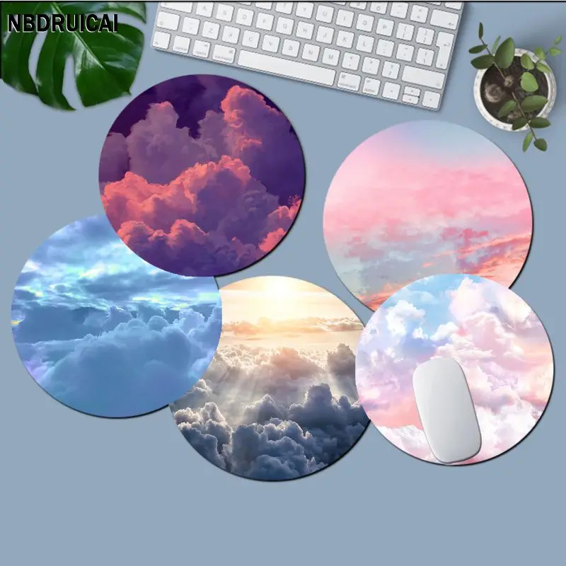 

Colorful Cloud Sky Anti-Slip Round Thickened Mouse Pad Oversized Gaming Keyboard Table Mat Desk Set Office Desk Accessories