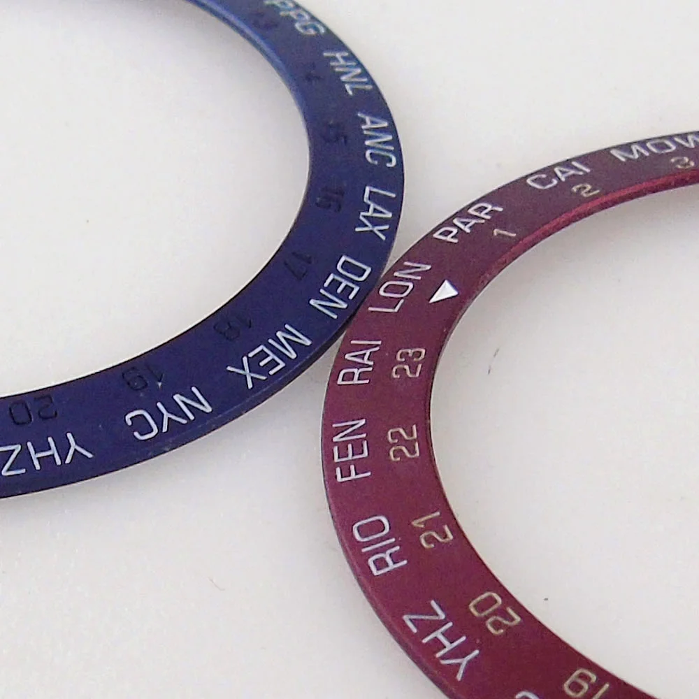 Slope 38mm*30.6mm Alloy Watch Bezel Insert Dark Blue Rainbow Ring for Diver SUB GMT Watch Case Mod Watch Accessories