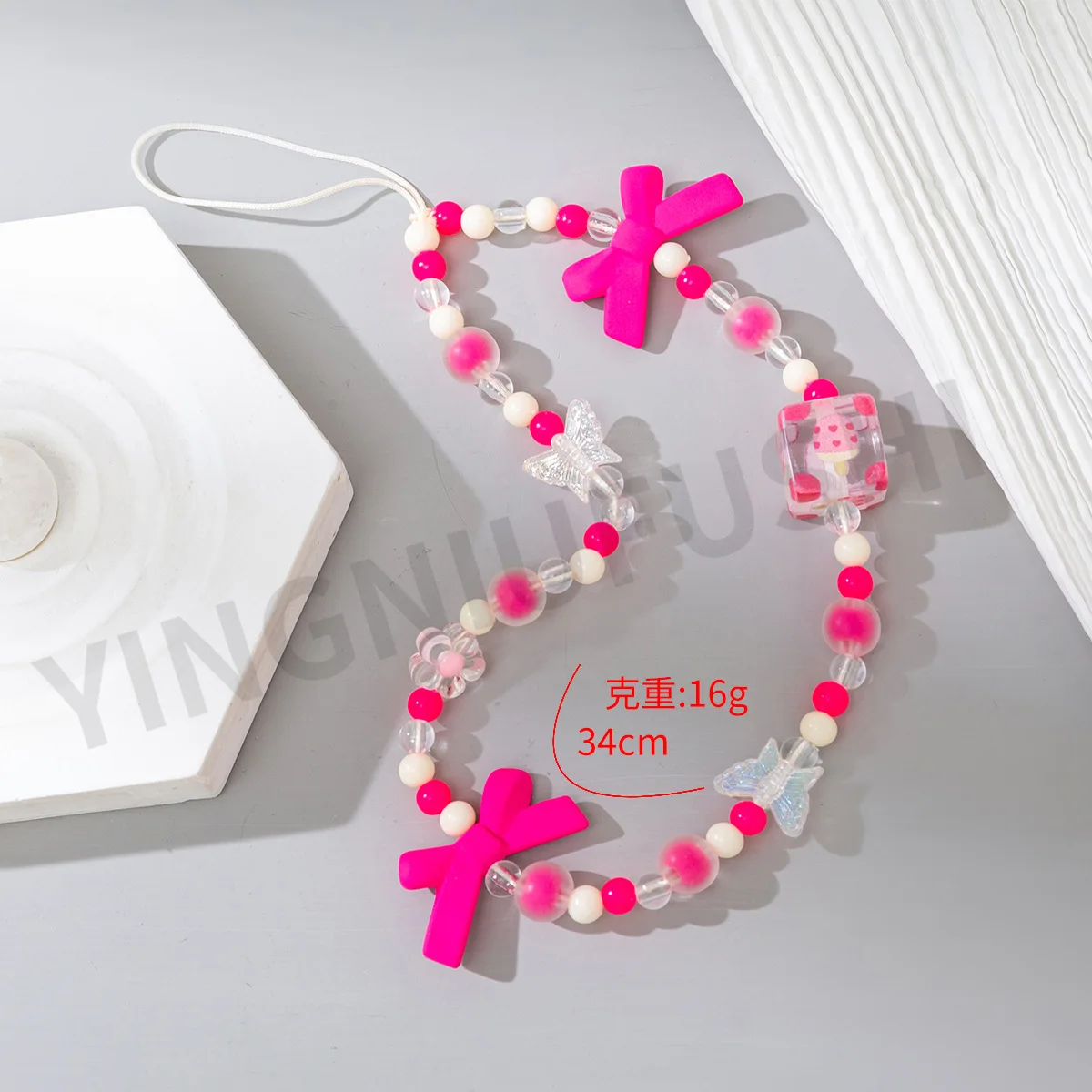 Candy Color Acrylic Short Mobile Phone Chain Ladies Fashion Mobile Phone Lanyard Women
