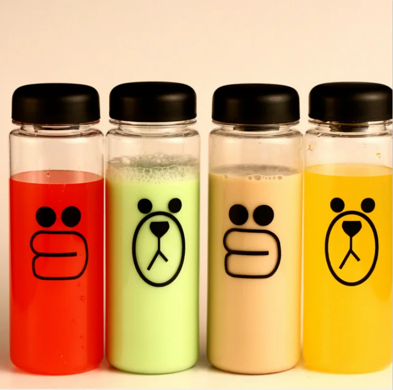 

500ml Glass Water Bottle Portable Leakproof Thermoplastic Plastic Cute Sports Outdoor Running Camping Hiking Student Gift
