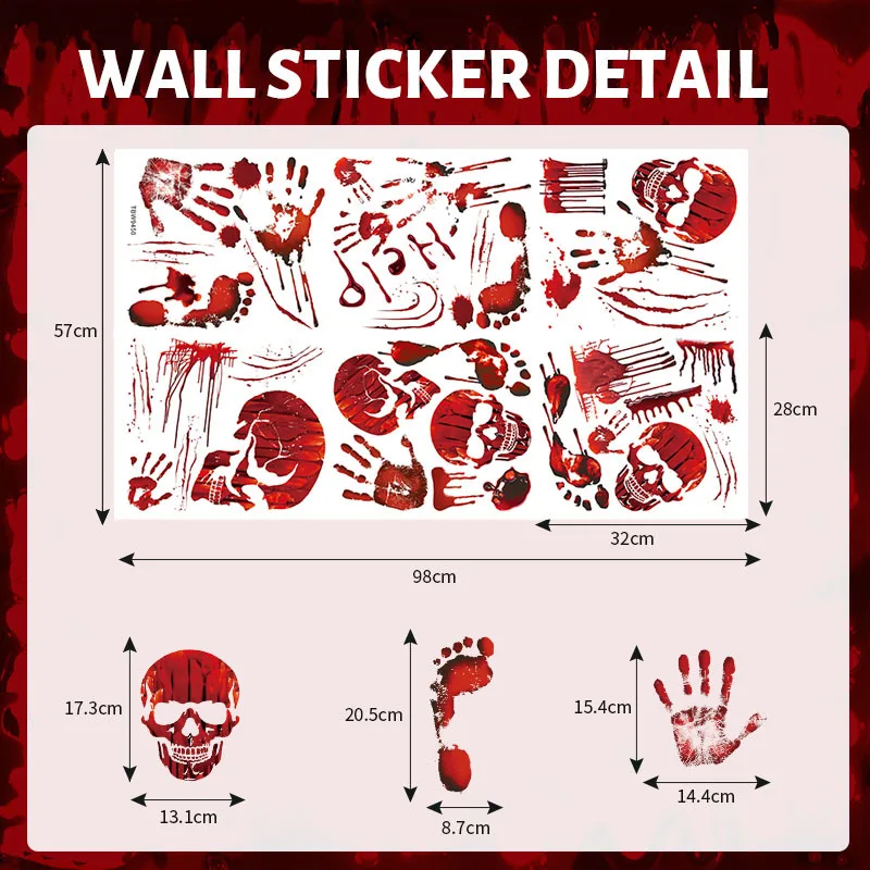 Наклейки на стену в виде кровавого черепа Хэллоуин