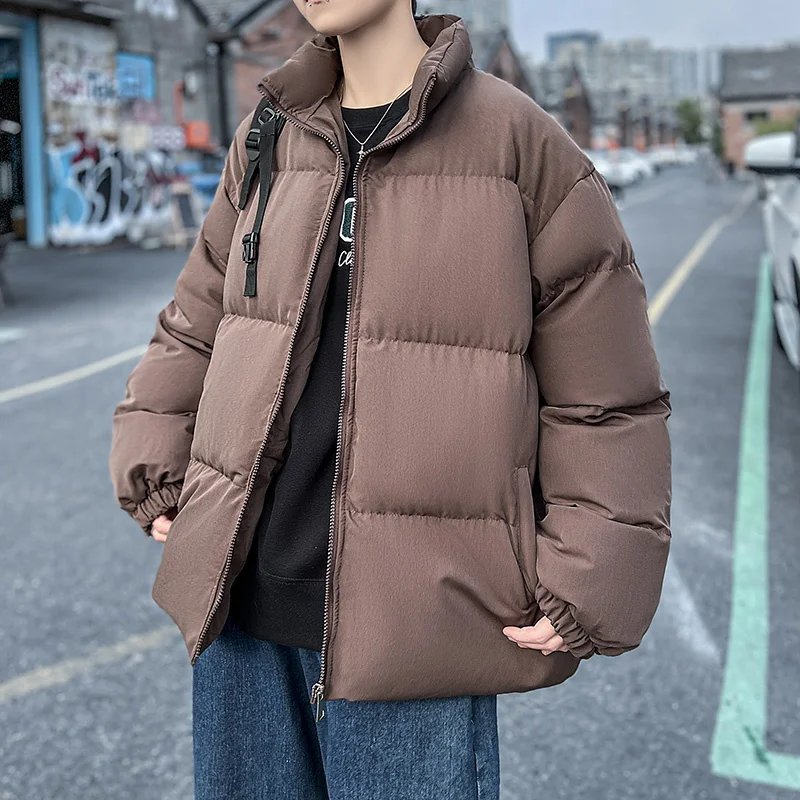 Winter Jacket Men Warm Fashion Brown Black Thickened Jacket Men Streetwear Korean Loose Thick Short Coat Mens Parker Clothes