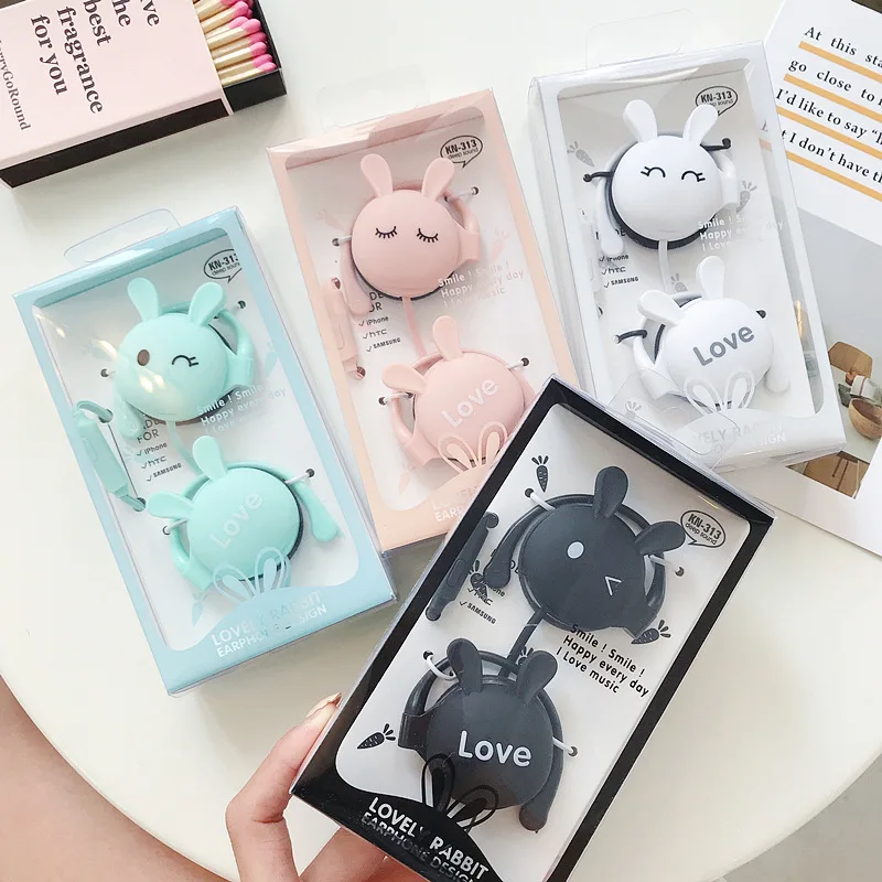 

3.5mm Cute Rabbit Headphones Stereo Ear Hook Sport Wired Earphones Headset With Microphone Earbud For Xiaomi MP3 Girls Gift