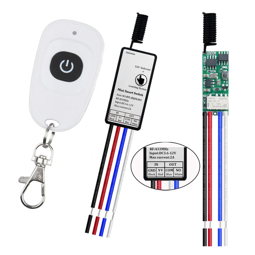 

Кнопочный энергосберегающий мини-релейный контакт беспроводной Радиочастотный пульт дистанционного управления Переключатель умный дом м...