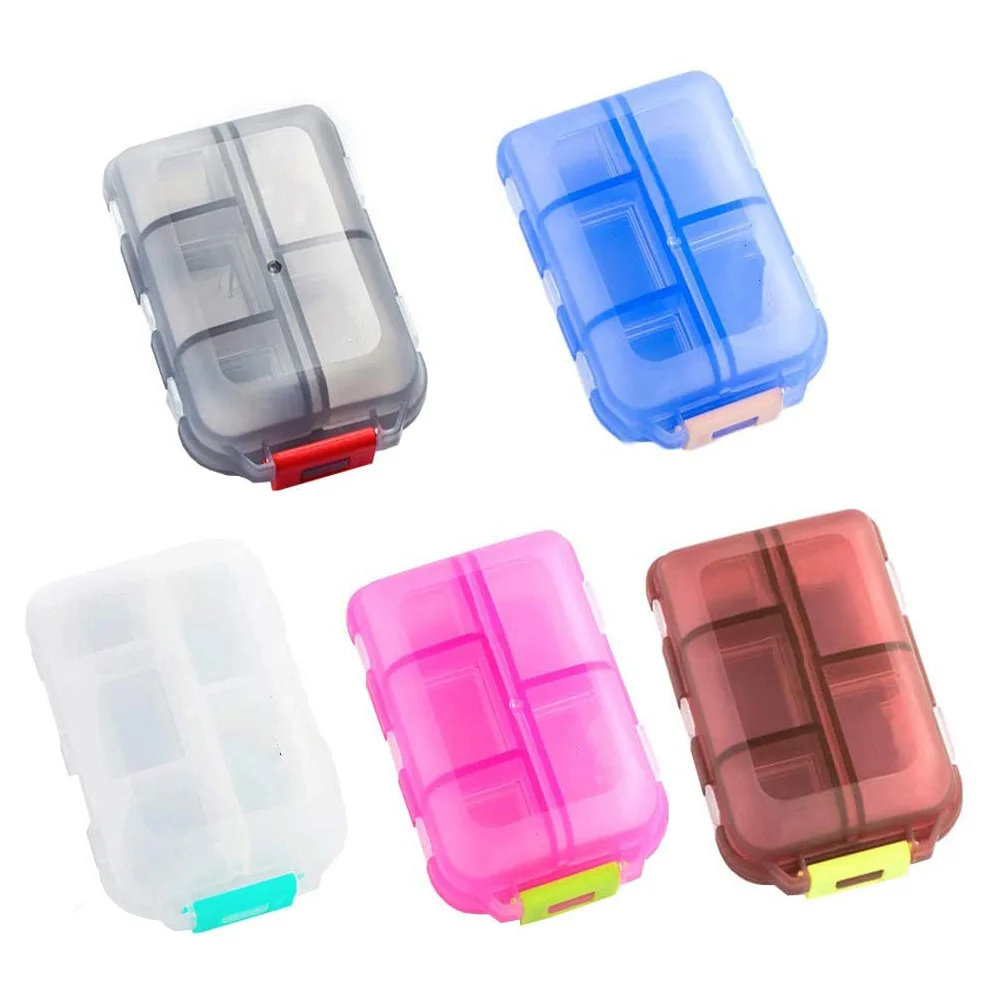 

New 10 Grid Double Layer Medicine Box Portable Tablet Storage PP Plastic Travel Sealed Small Medicine Box Easy To Carry