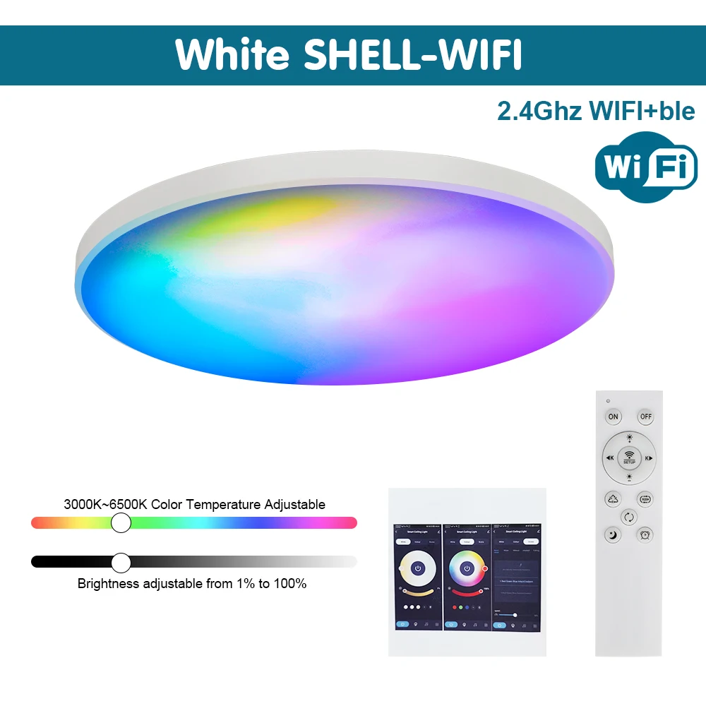 

Highsam WiFi умный потолочный светильник RGB 30 Вт для спальни