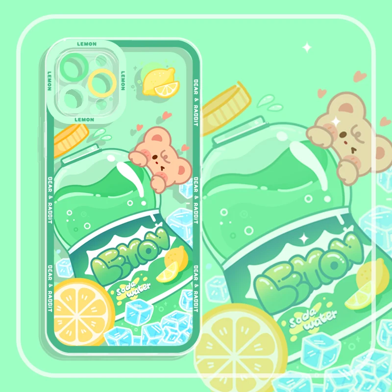 

summer cute couple soda bunny bea phone case For Xiao mi mix C 4 9 10 11 S PRO ULTRA Angel's Eye Silicone Soft Shell
