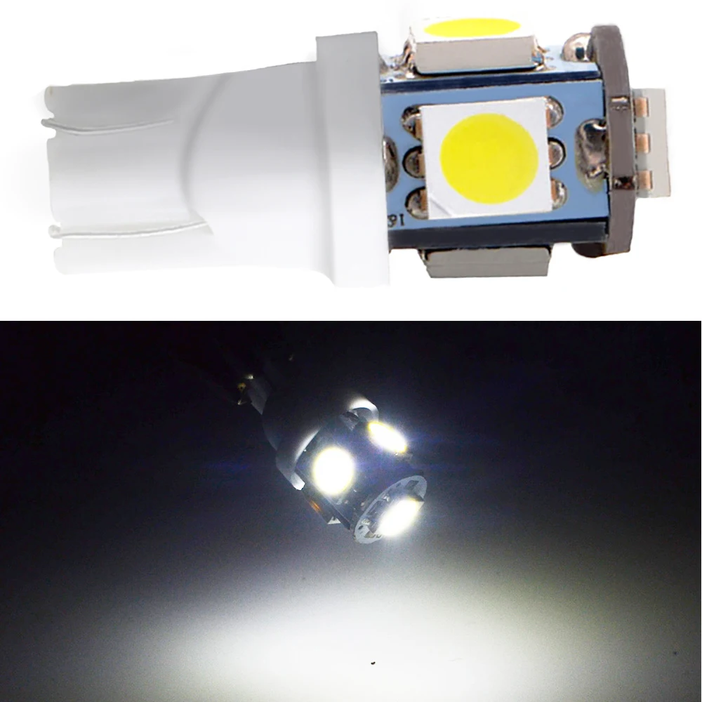 

1Pcs Car LED T10J W5W 5050 5SMD White Red Blue Wedge Light 168 194 192 DC 12V License Plate Bulbs Marker Light Reading Dome Lamp