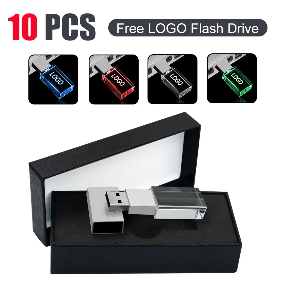 Флеш-накопитель USB 10 шт./лот с 3d логотипом на заказ Кристальный флеш-накопитель 64