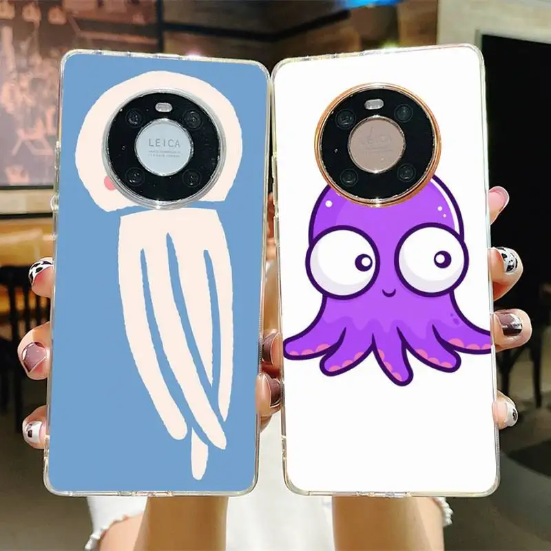 

FHNBLJ Cute Cartoon Jellyfishes Phone Case for Samsung S21 A10 for Redmi Note 7 9 for Huawei P30Pro Honor 8X 10i cover