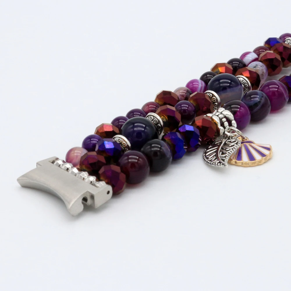 Elastic Beaded Strap Bracelet for Samsung Galaxy Watch 4 40mm 44mm/ Watch4 Classic Bands Women Handmade Replacement Watchbands