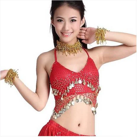 

New arrival mesh gold coins belly dance top momen sleeveless belly dance body tops sexy top 10 colors