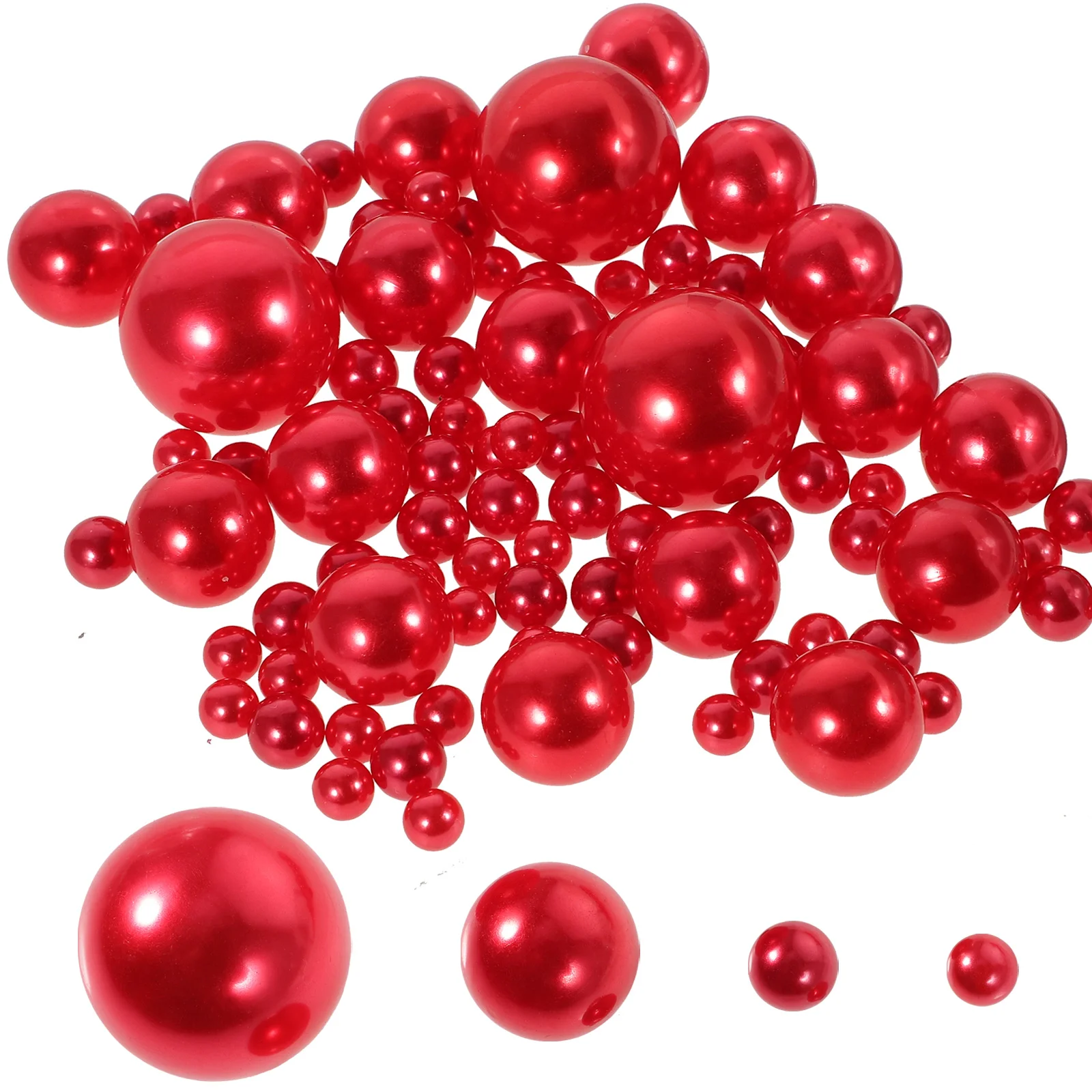 

125 Pcs Makeup Pearls Vase Filled Beads No Hole Filler Jewelry 3X3cm Craft Decorative Vases Red Abs