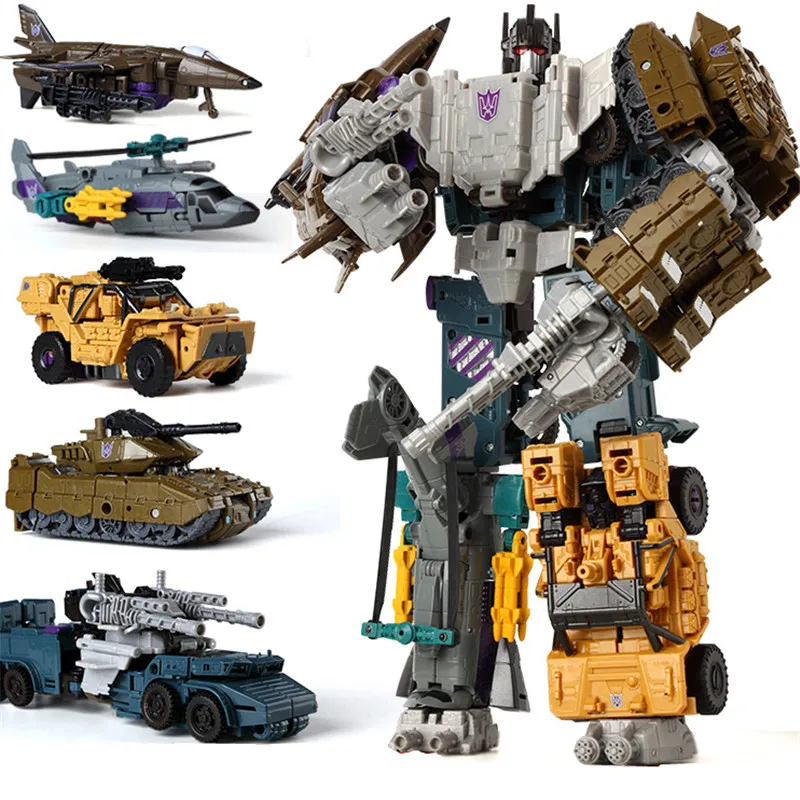 HZX Cool New Transformation Robot Car Toys Boys Anime Bruticus Aircraft Tank Engineering 5IN1 Model KO Kids Gift images - 6