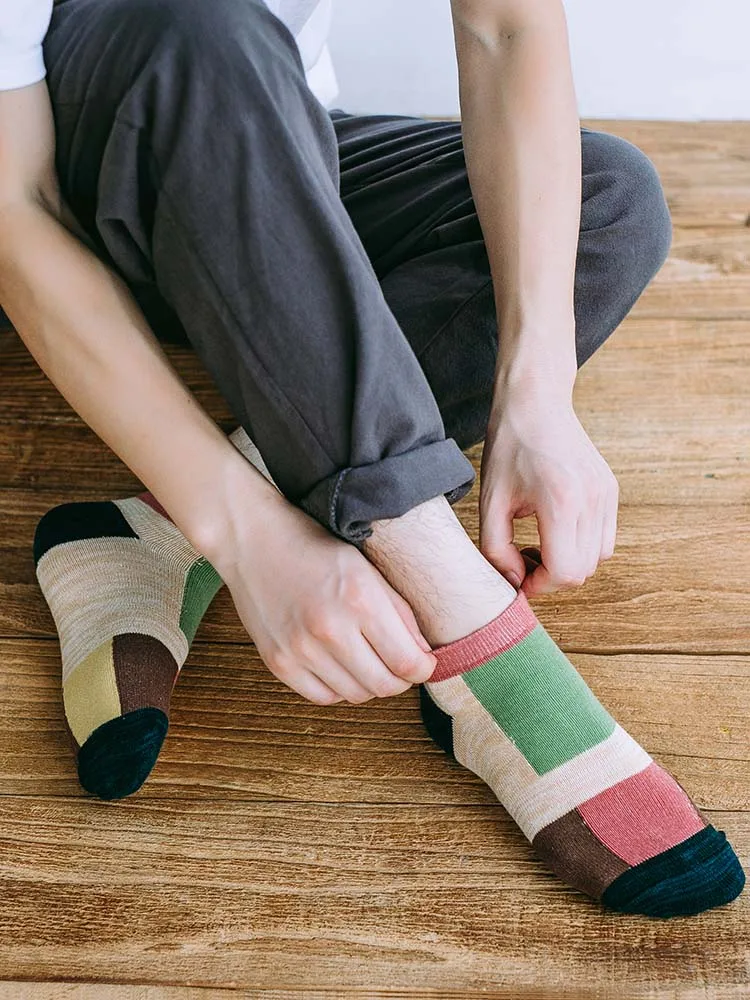 5 Pairs Men's Cotton Boat Socks Short High Quality New Plaid Casual Breathable Antibacterial Men's Ankle Socks for Men