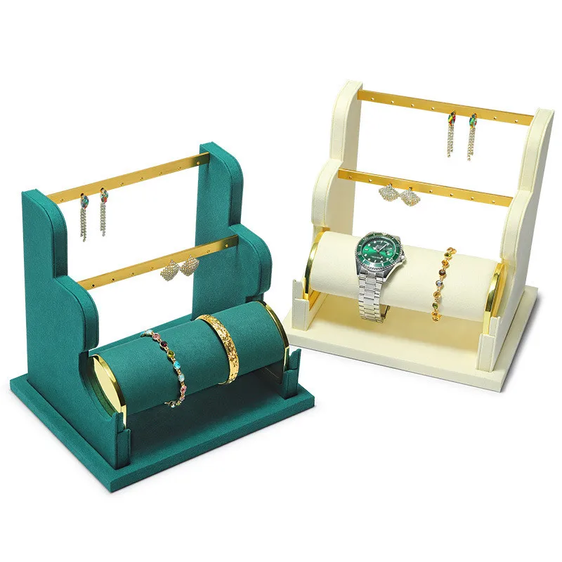 Home Jewelry Organizer Watch Bracelet Holder Earring Necklace Rack Desk Velvet Storage Shelf