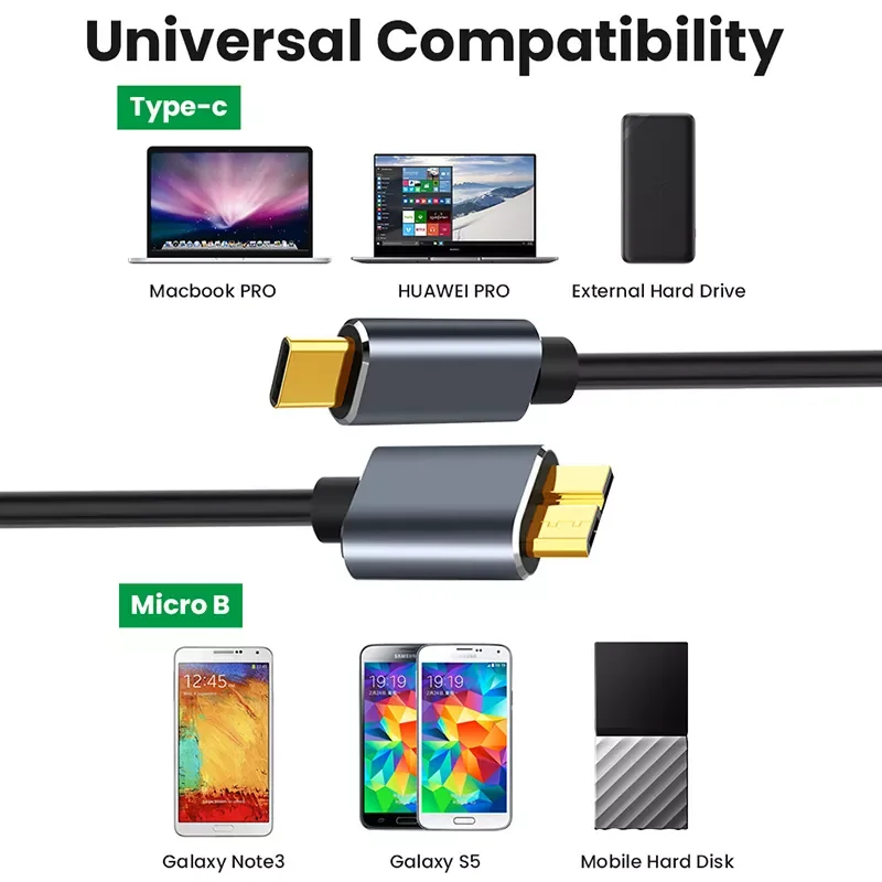 Фото Кабель с разъемом USB Type-C на Micro B 3,0, 5 Гбит/с №4
