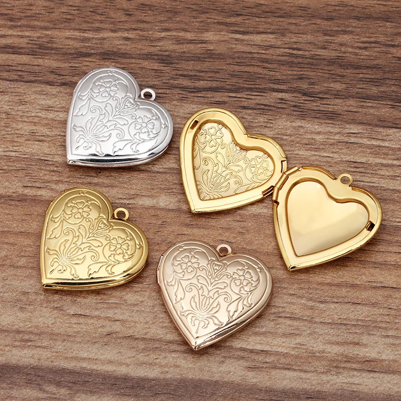 4Pcs Wholesale Golden 30mm Vintage Love Photo Frame Charm&Pendant Photo Locket Frame For DIY Necklace Jewelry Making Accessories