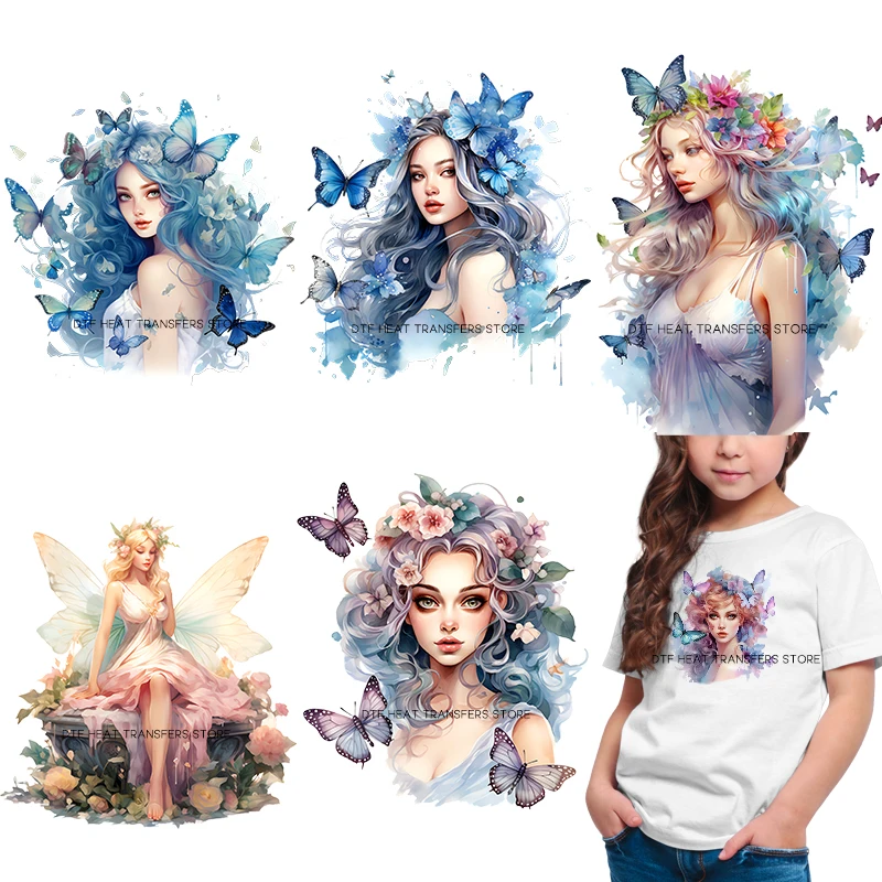 Акварель сказка бабочка эльф девочка DTF Термотрансферная одежда для детей