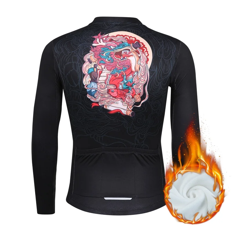 

Зимняя флисовая велосипедная Джерси с принтом, Мужская одежда для велоспорта, сохраняющая тепло, велосипедная рубашка с длинным рукавом