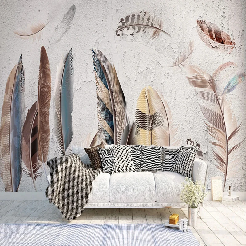 

Custom Mural Wallpaper Nordic Simple Vintage Feathers Living Room Bedroom Home Decor Backdrop Wall Painting Modern Art Fresco