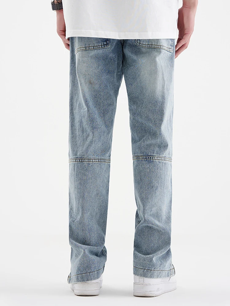 Four Seasons Men's Jeans Straight Slim Casual Fashion Versatile Zipper Pants Hip Hop Straight Wide Leg Pants Ins Hot Sale JEANS