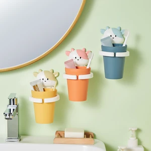 Children Cartoon Calf Mouthwash Cup Wash Cup Set Household Toothbrush Cup Hole Free Toothpaste Toothbrush Cup Holder Mug